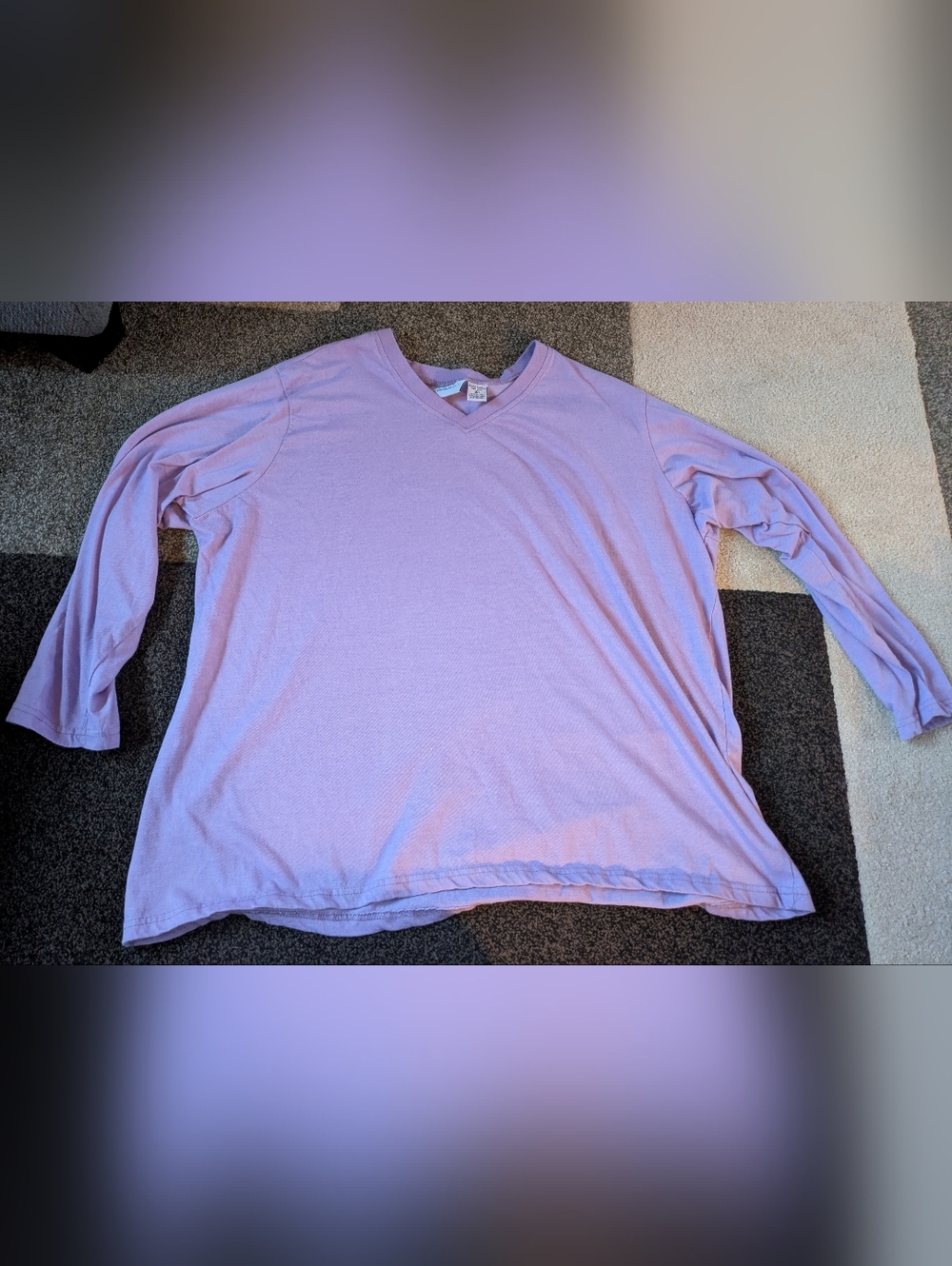 Lavender V Neck Long Sleeve Top